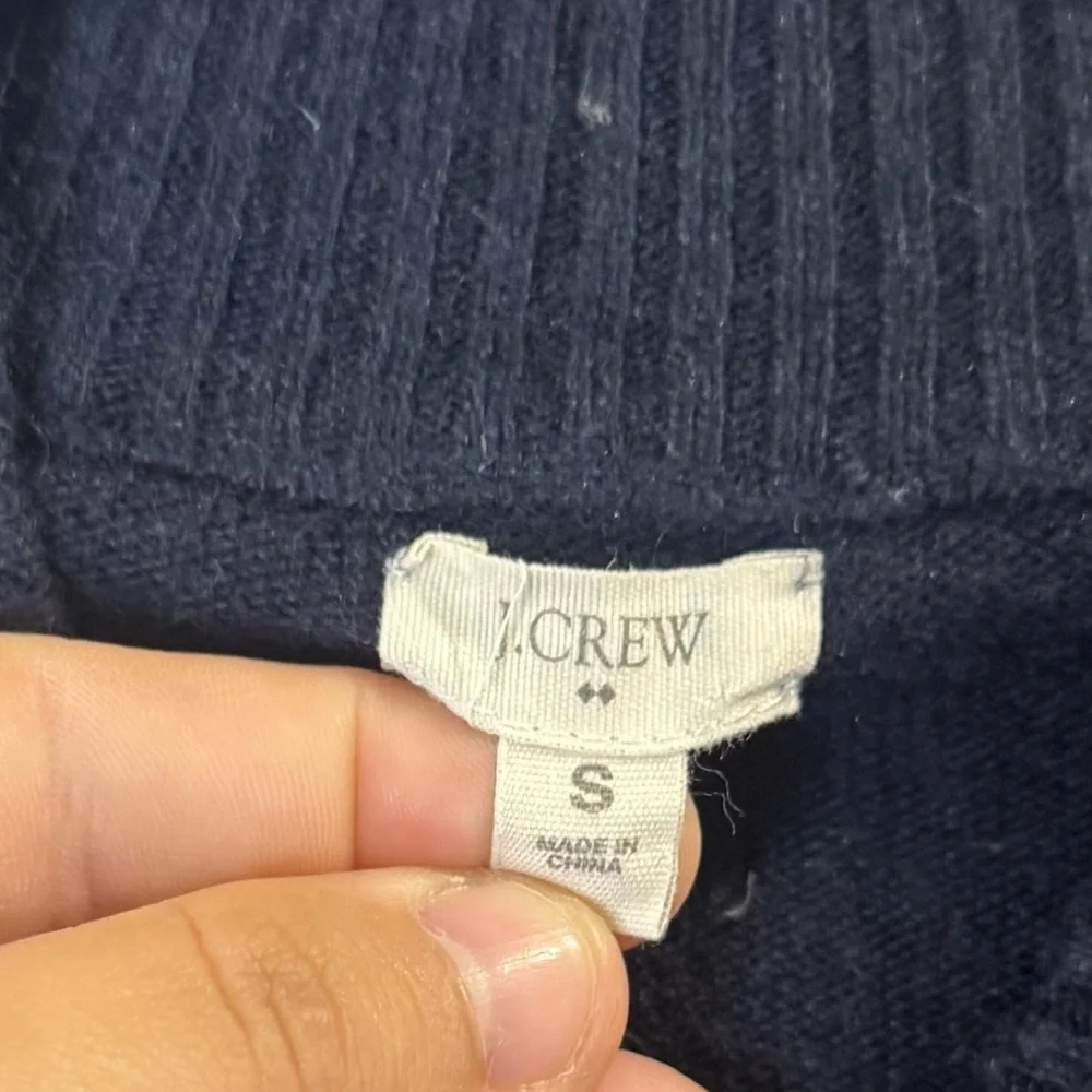 J. Crew | Wool Cashmere Blend Navy Blue Quarter Button-Up Women's Sweater Small